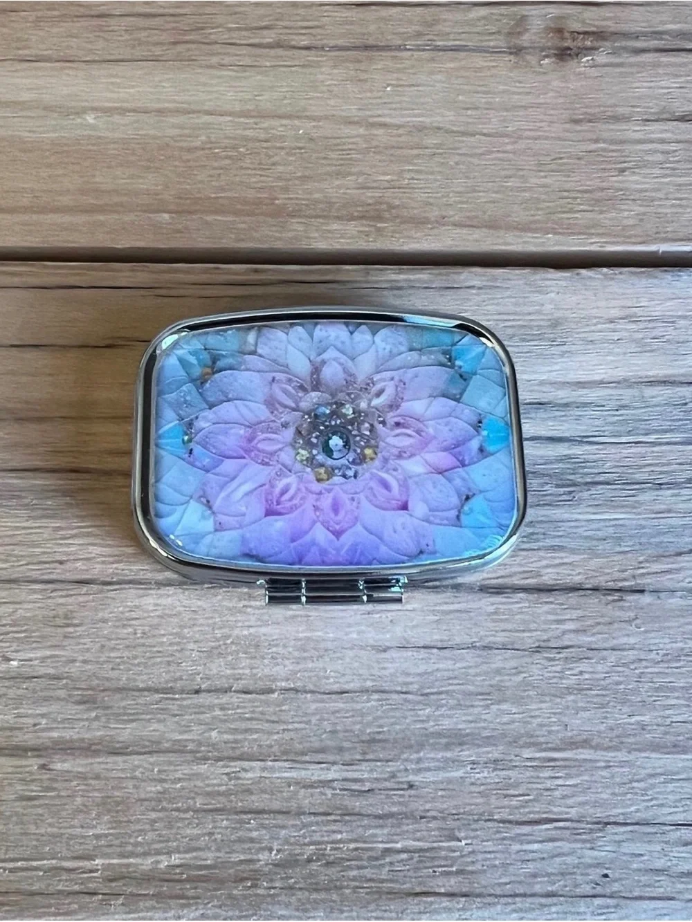 Floral Pastel Purse Pill Box/Travel Jewelry-Pinks Blues and Greens
